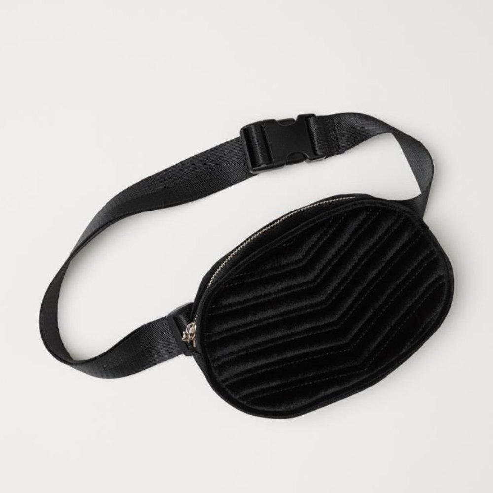 Oval Belt Bag/Fanny Pack black chevron